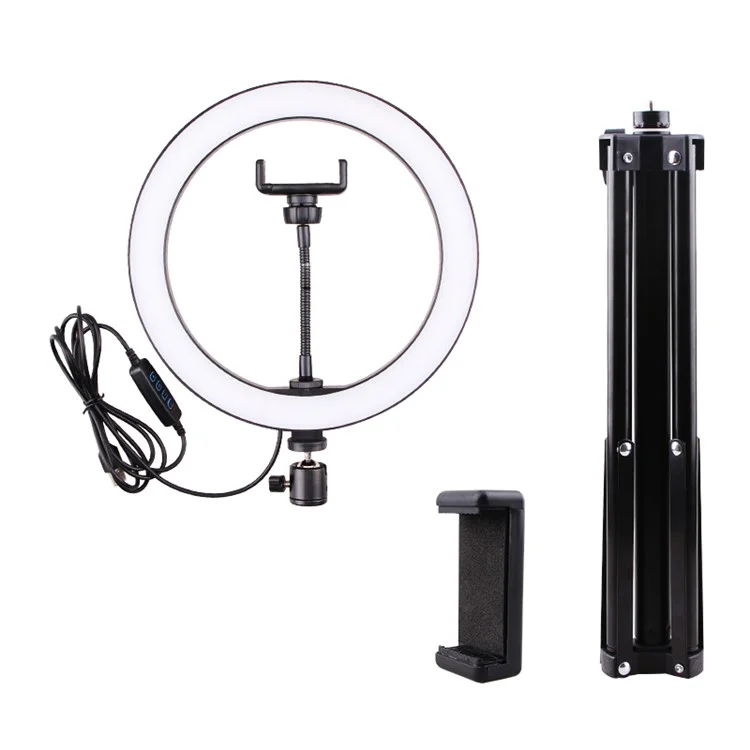 LATZZ 160cm Self-timer Tripod + 26cm Photography Ring Light Built-in Phone Clip