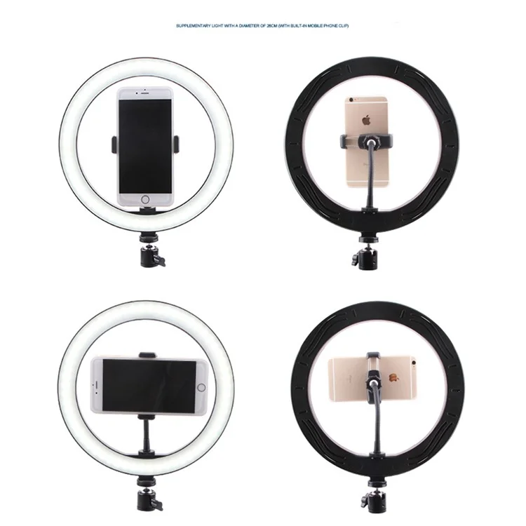 LATZZ 160cm Self-timer Tripod + 26cm Photography Ring Light Built-in Phone Clip