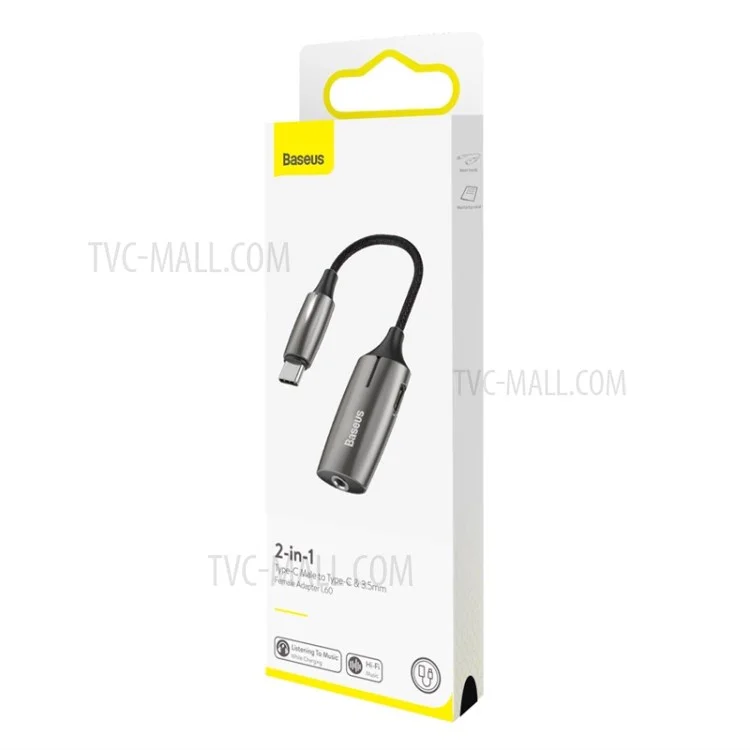 BASEUS CW-YMS L60S 2-in-1 Type-C Maschio a Type-C e 3.5mm Femmina Adattatore