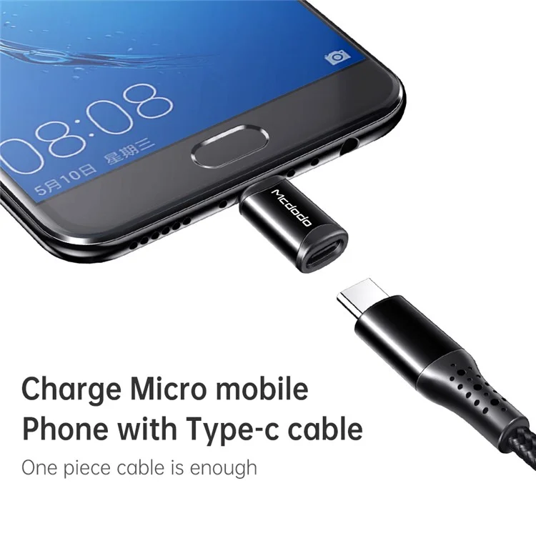 MCDODO OT-7690 Type-C to Micro USB OTG Adapter - Black