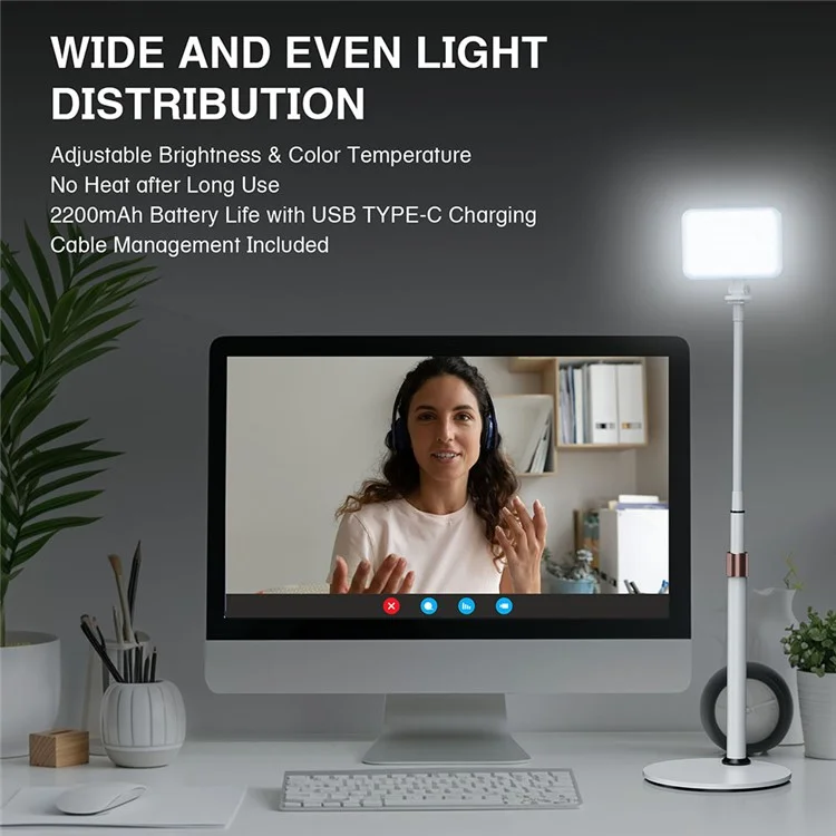 Luz de Preenchimento para Desk com 9 Modos de Iluminação Ajustável e Pescoço Flexível de 9,8 polegadas