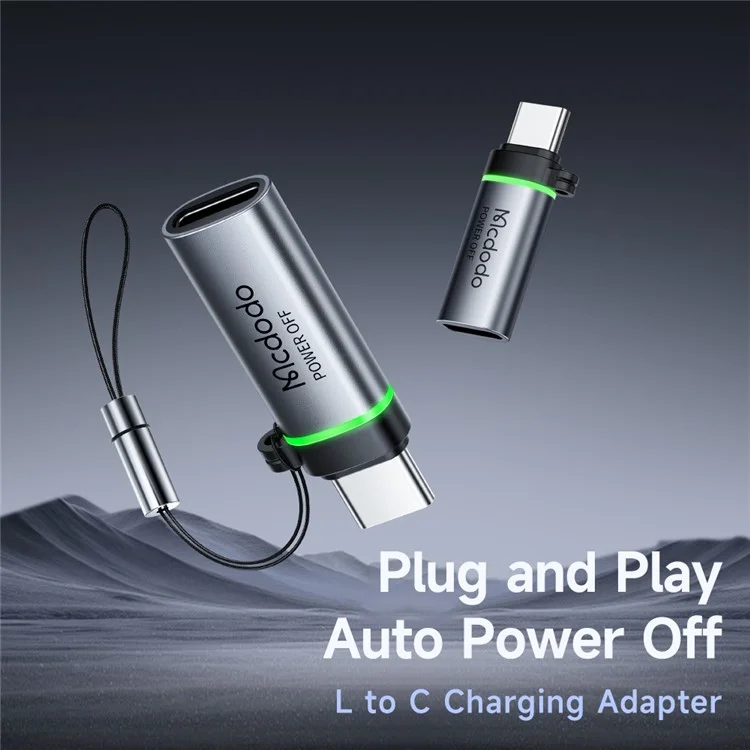 MCDODO OT-6010 60W 8-Pin to Type-C Adapter Smart Power Off PD Charging Converter - Black