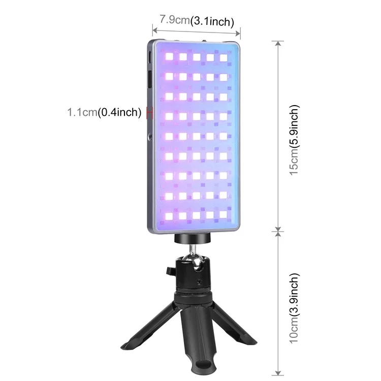 PULUZ PU633 Metal Body Full Color RGB Pocket Fill Lamp 21 Modes 135-LED Video Light