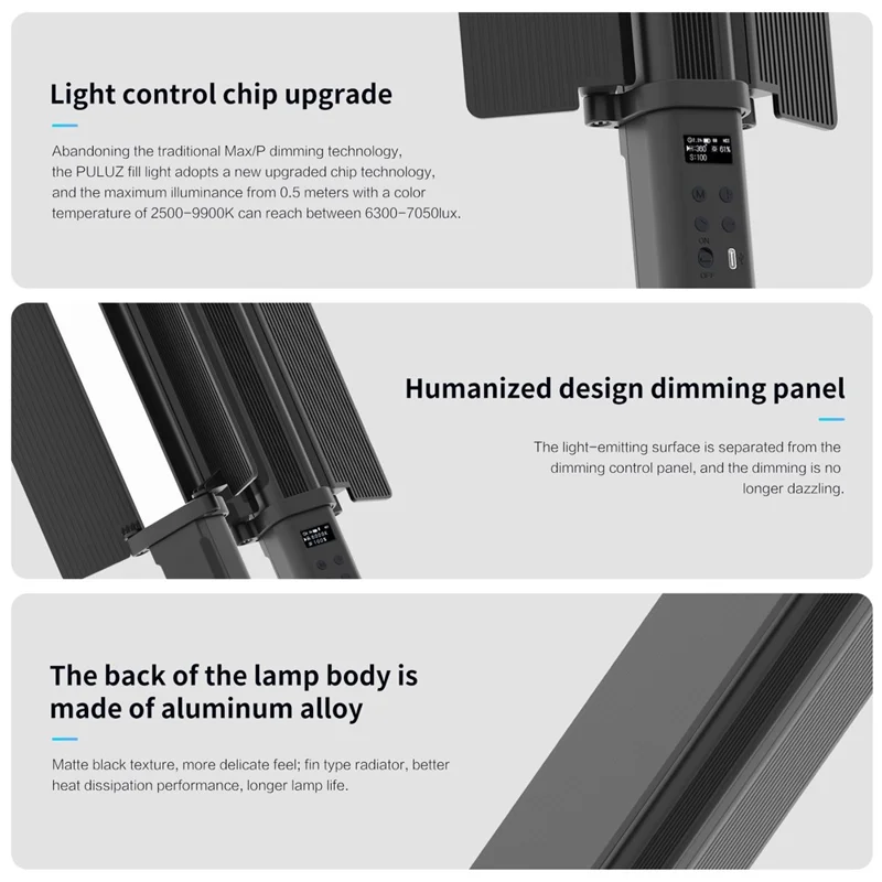 PULUZ PU4137 24W RGB Handheld Stick LED Light 72-LED Full Color Fill Light with Barndoor