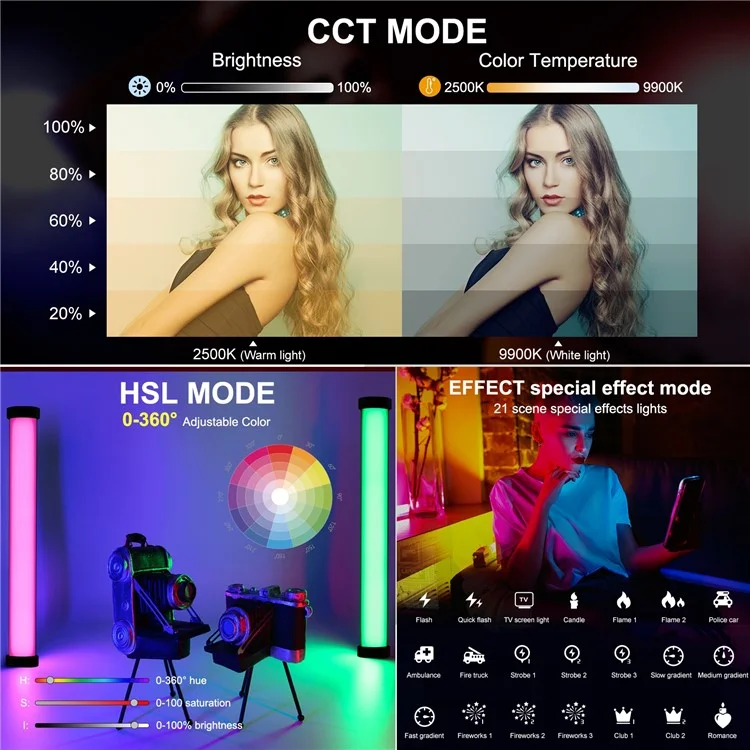 Puluz PU4136 135-возглавленные Полноцветные Ручной Работы RGB Фотография Магнитная Заливка Света