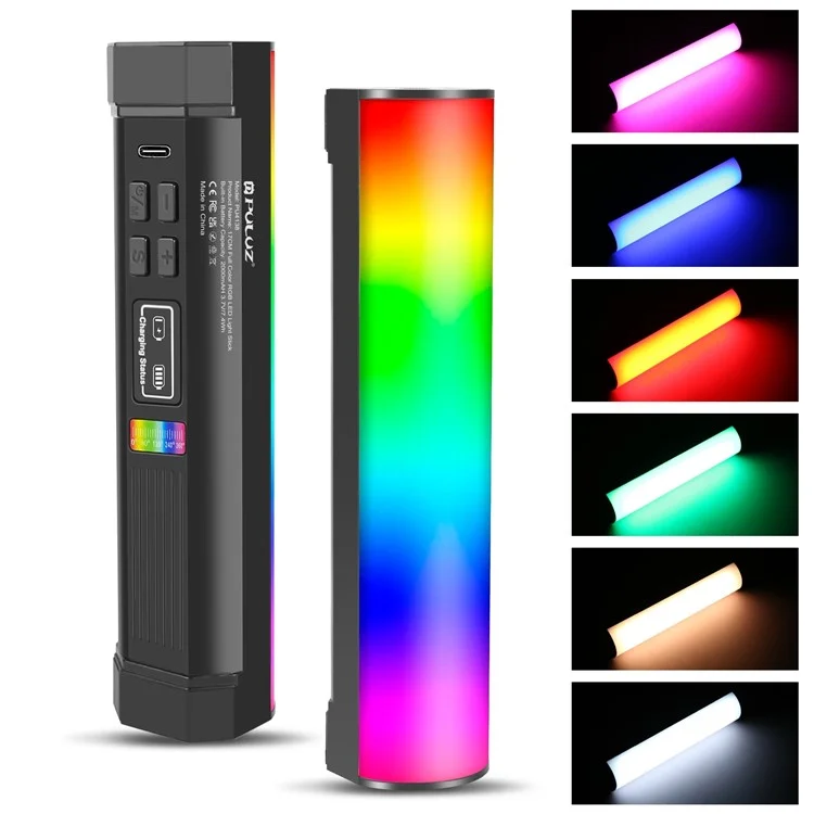 PULUZ PU4138 17cm Portable RGB Light Stick Magnetic LED Tube Light Wand 6W Photography Fill Light