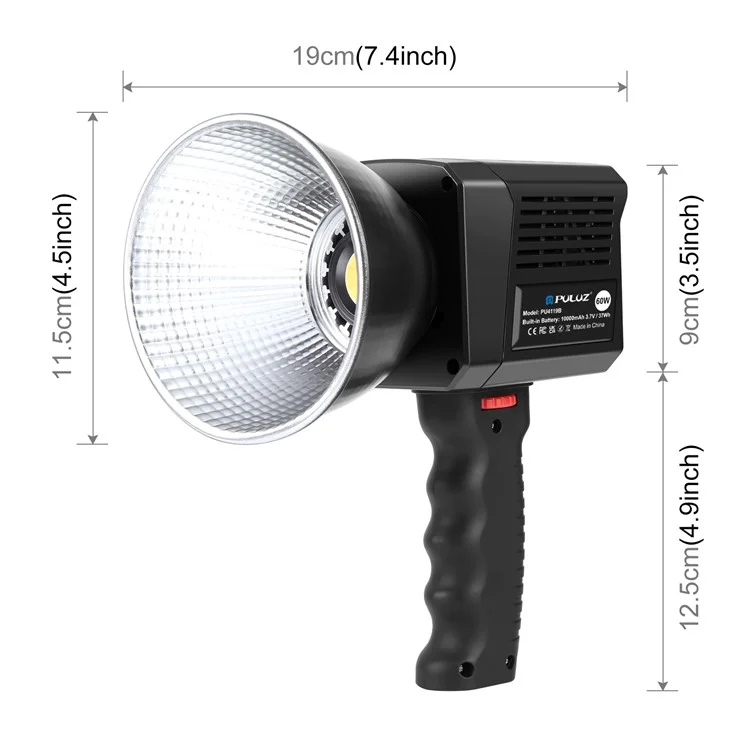 PULUZ PU4119B 60W COB Handheld Photography Vlog Light Video Recording Dual Color Temperature Fill Light