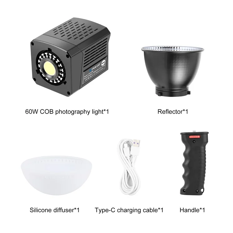 PULUZ PU4119B 60W COB Handheld Photography Vlog Light Video Recording Dual Color Temperature Fill Light