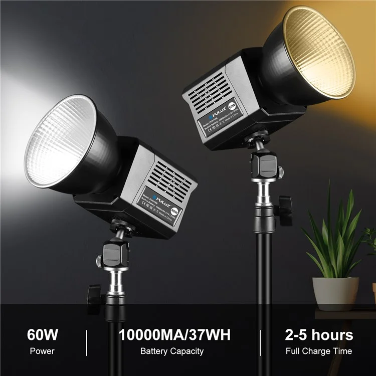 PULUZ PU4119B 60W COB Handheld Photography Vlog Light Video Recording Dual Color Temperature Fill Light