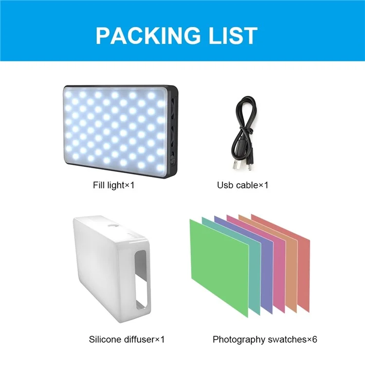 PULUZ PU566B 120 Leds Live Broadcast Video LED Light Photography Selfie Fill Lamp with 6 Colors Filters