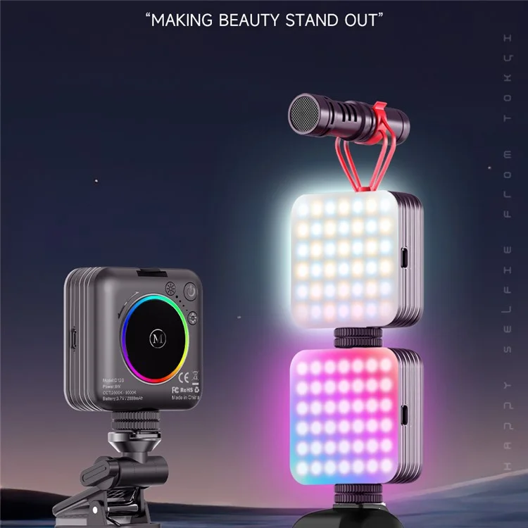 D12S Portable Travel Mini RGB LED Fill Light Phone Camera Selfie Live Streaming Fill Lamp with Clip