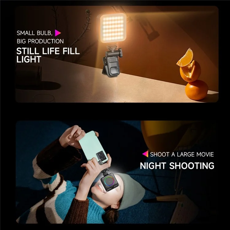 D12S Portable Travel Mini RGB LED Fill Light Phone Camera Selfie Live Streaming Fill Lamp with Clip