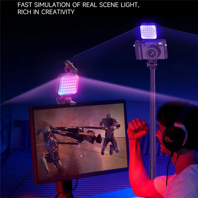 D12S Portable Travel Mini RGB LED Fill Light Phone Camera Selfie Live Streaming Fill Lamp with Clip