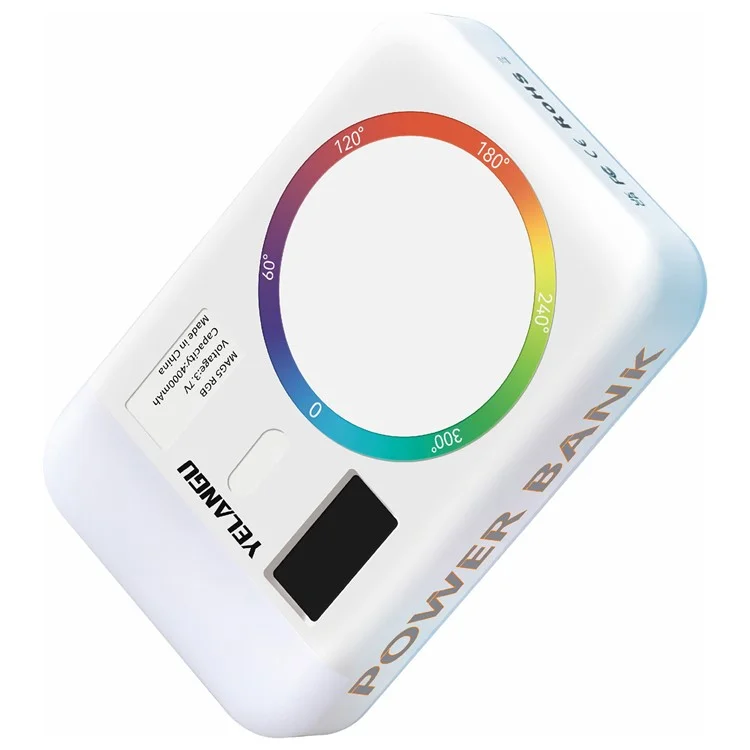 YELANGU MAG5 Мини-светильник с двусторонним RGB-заполнением, магнитная беспроводная зарядка, внешний аккумулятор