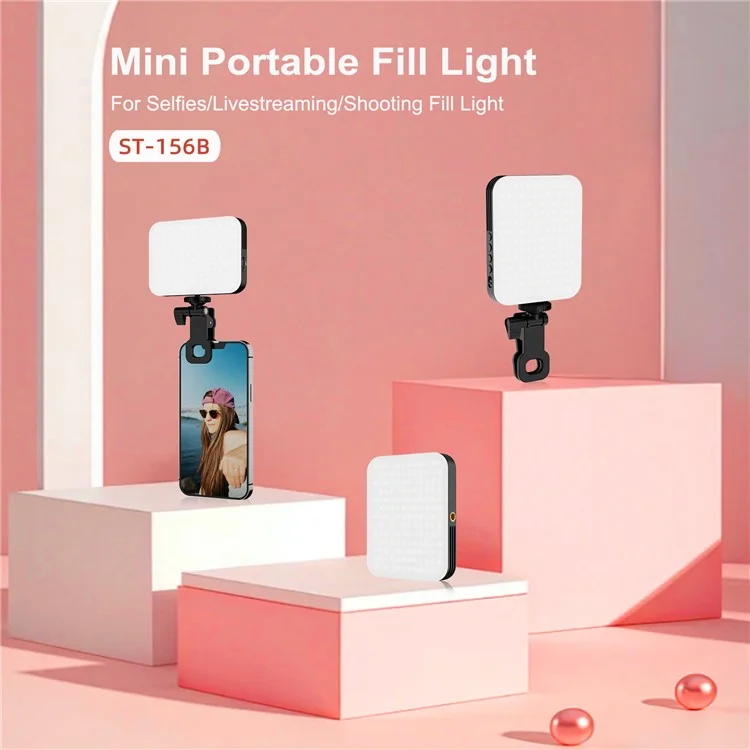 ST-156B Luz de Vídeo LED Portátil com 156 LEDs e Clipe / Capa de Silicone para Fotografia de Celular / Gravação Externa