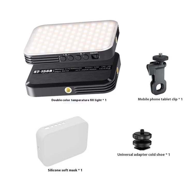ST-156B Luz de Vídeo LED Portátil com 156 LEDs e Clipe / Capa de Silicone para Fotografia de Celular / Gravação Externa