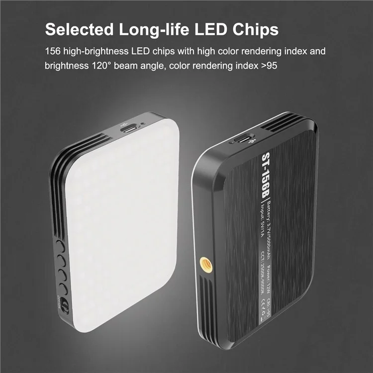 ST-156B Luz de Vídeo LED Portátil com 156 LEDs e Clipe / Capa de Silicone para Fotografia de Celular / Gravação Externa