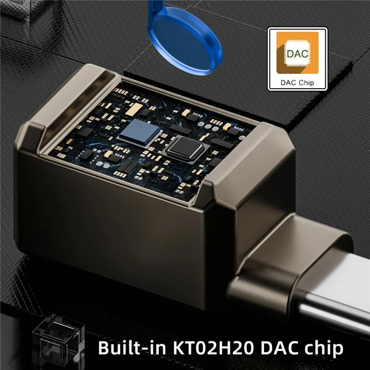 UC-075-DA USB-C to 3.5mm DAC Audio Adapter 384kHz KT02H20 Chip Aluminum Alloy Converter for Laptop / Tablet / Phone