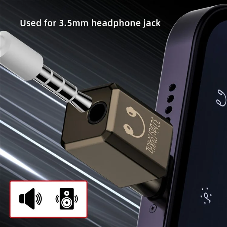 UC-075-DA USB-C to 3.5mm DAC Audio Adapter 384kHz KT02H20 Chip Aluminum Alloy Converter for Laptop / Tablet / Phone