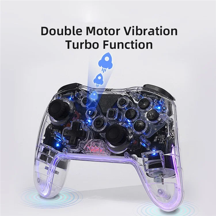 MG35 Wireless Game Controller for Nintendo Switch / PC / Android / Ios / TV / Phone Six-Axis Gamepad with Receiver - Transparent White
