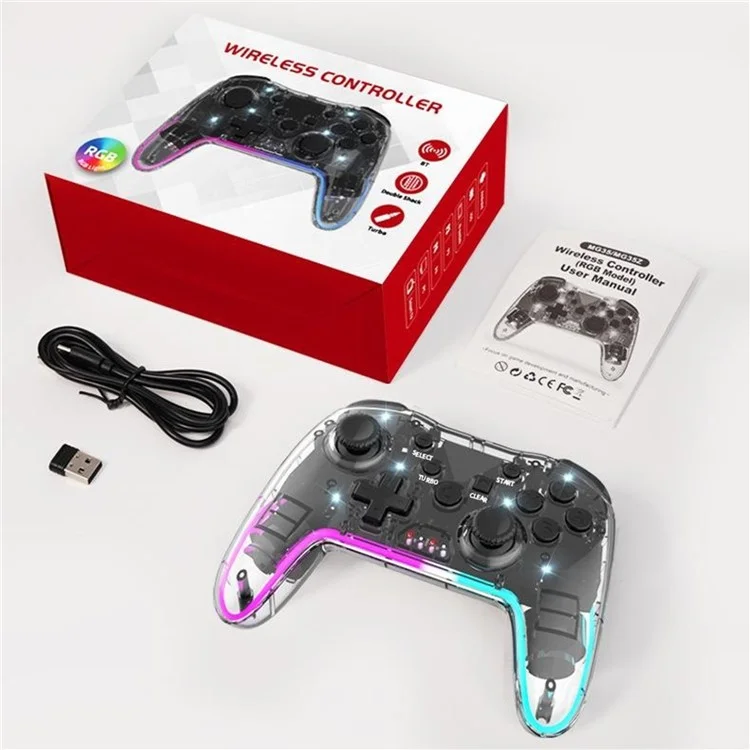 MG35 Wireless Game Controller for Nintendo Switch / PC / Android / Ios / TV / Phone Six-Axis Gamepad with Receiver - Transparent White