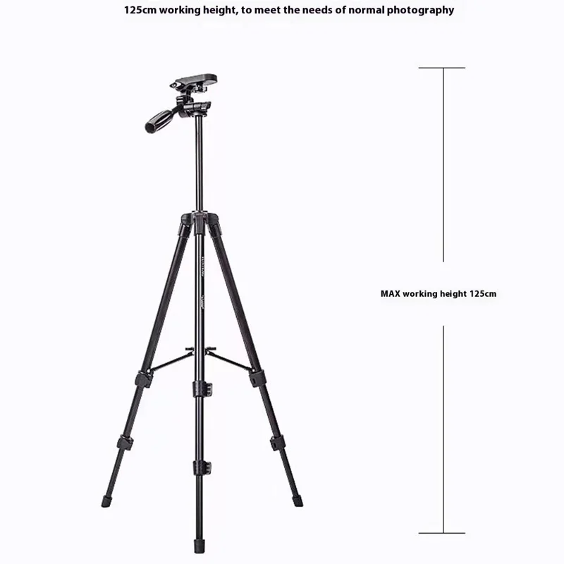 YUNTENG 520 Tripé Ajustável em Altura de 43 - 125cm com Cabeça Panorâmica 3D para Câmera e Smartphone
