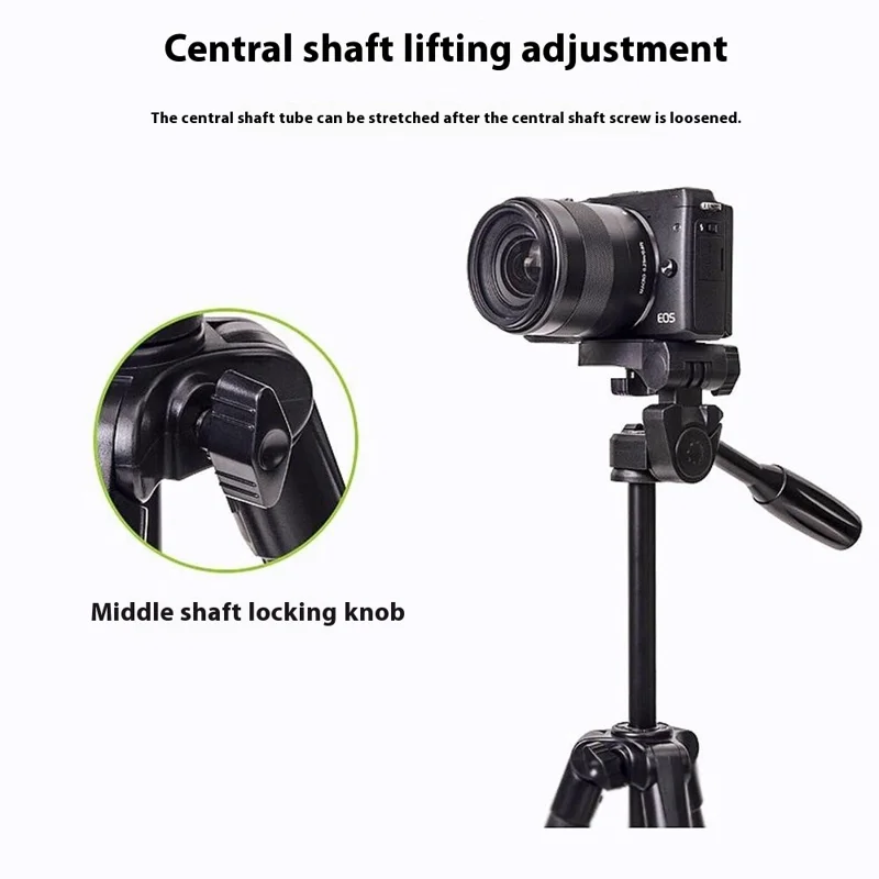 YUNTENG 520 Tripé Ajustável em Altura de 43 - 125cm com Cabeça Panorâmica 3D para Câmera e Smartphone
