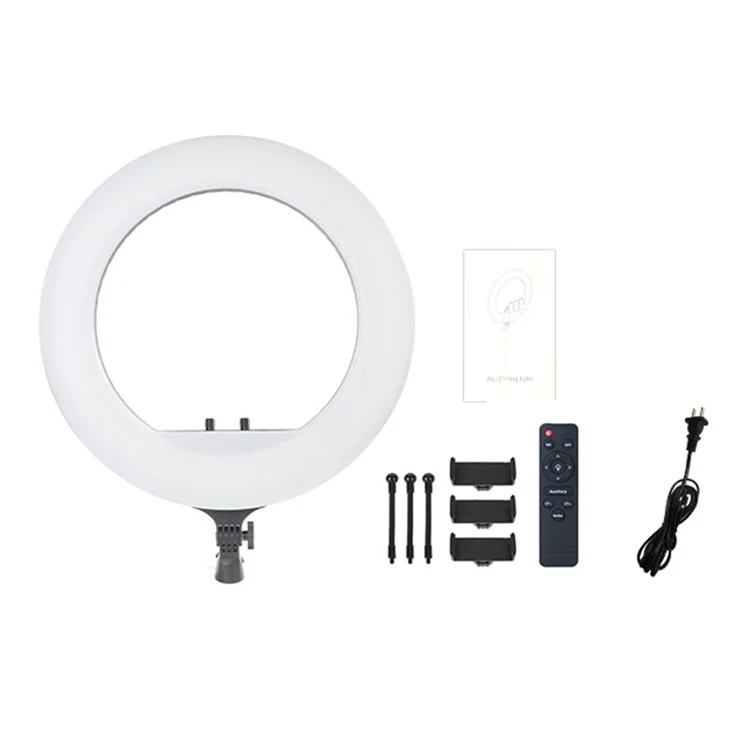 RL21 21 Inch Dimmable LED Ring Light with Remote Control for Live Streaming / Video Shooting (No Battery) - EU Plug
