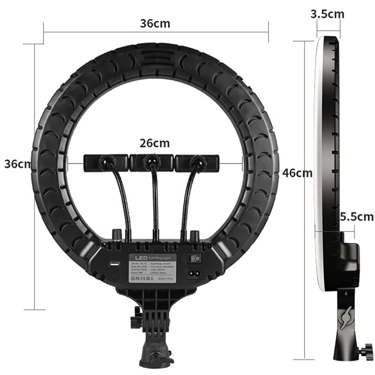 RL21 21 Inch Dimmable LED Ring Light with Remote Control for Live Streaming / Video Shooting (No Battery) - EU Plug