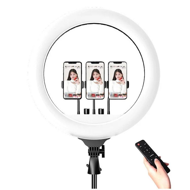RL18 Anneau Lumineux LED de 18 Pouces Dimmable avec Télécommande pour Streaming en Direct / Tournage Vidéo (Sans Batterie) - Prise AU