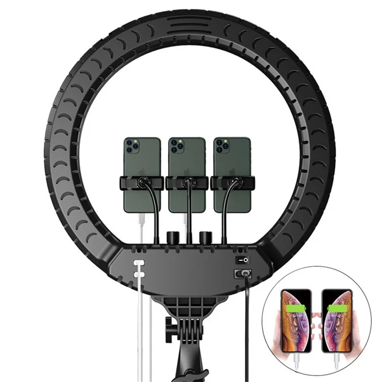 RL18 Anneau Lumineux LED de 18 Pouces Dimmable avec Télécommande pour Streaming en Direct / Tournage Vidéo (Sans Batterie) - Prise AU