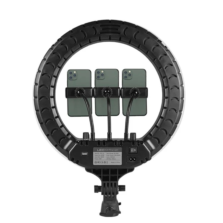 RL14 14 Inch Dimmable LED Ring Light with Remote Control for Live Streaming / Video Shooting (No Battery) - US Plug