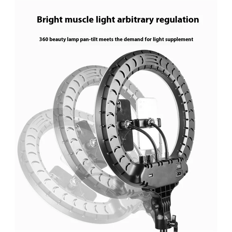 RL14 14 Inch Dimmable LED Ring Light with Remote Control for Live Streaming / Video Shooting (No Battery) - US Plug