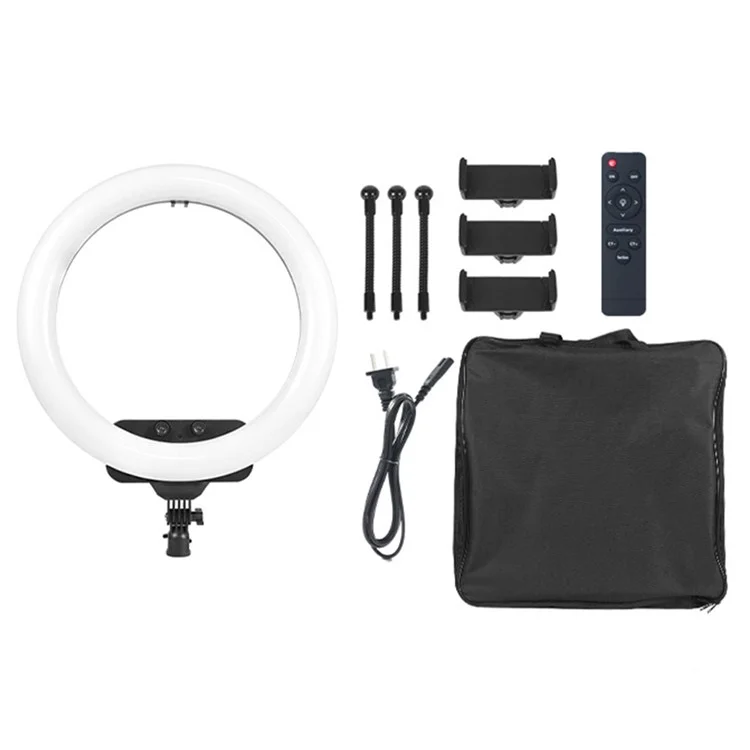 RL19 18 Inch Dimmable LED Ring Light with Remote Control for Live Streaming / Video Shooting (No Battery) - US Plug