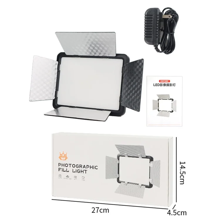 MM120C Portable LED Video Light Panel for Studio Portrait Photography Lighting Dimmable Fill Light ( No Battery ) - Silver Panel