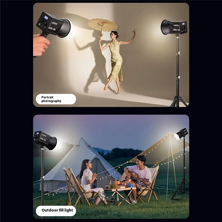 ZGRL60 Luz de Vídeo LED Portátil de Alta Potência para Preenchimento Luz Profissional para Fotografia, Filmagem e Iluminação de Palco