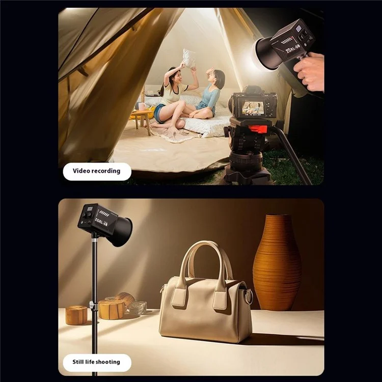 ZGRL60 Luz de Vídeo LED Portátil de Alta Potência para Preenchimento Luz Profissional para Fotografia, Filmagem e Iluminação de Palco