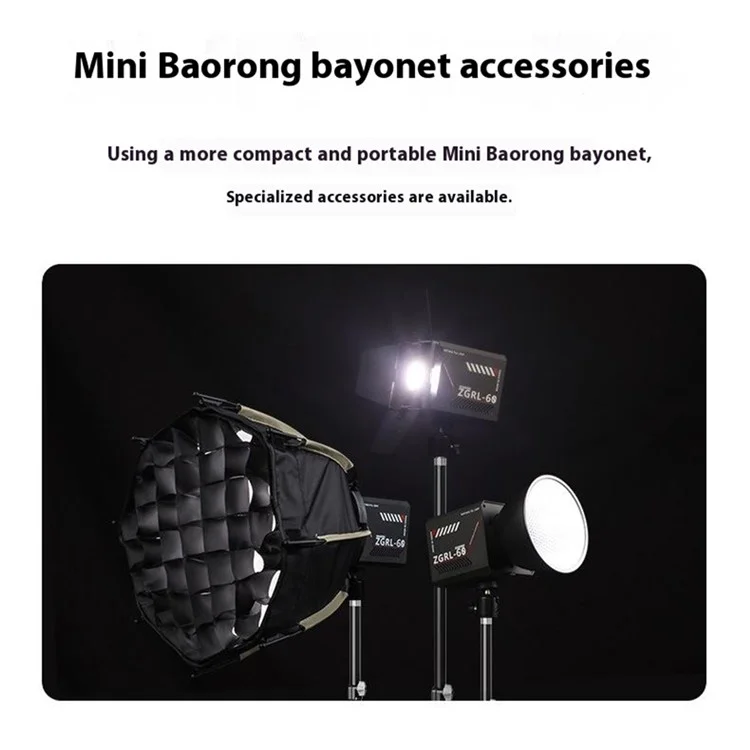 ZGRL60 Luz de Vídeo LED Portátil de Alta Potência para Preenchimento Luz Profissional para Fotografia, Filmagem e Iluminação de Palco