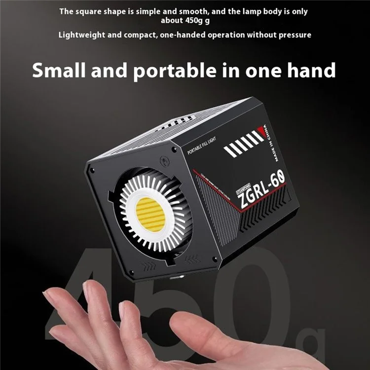 ZGRL60 Luz de Vídeo LED Portátil de Alta Potência para Preenchimento Luz Profissional para Fotografia, Filmagem e Iluminação de Palco