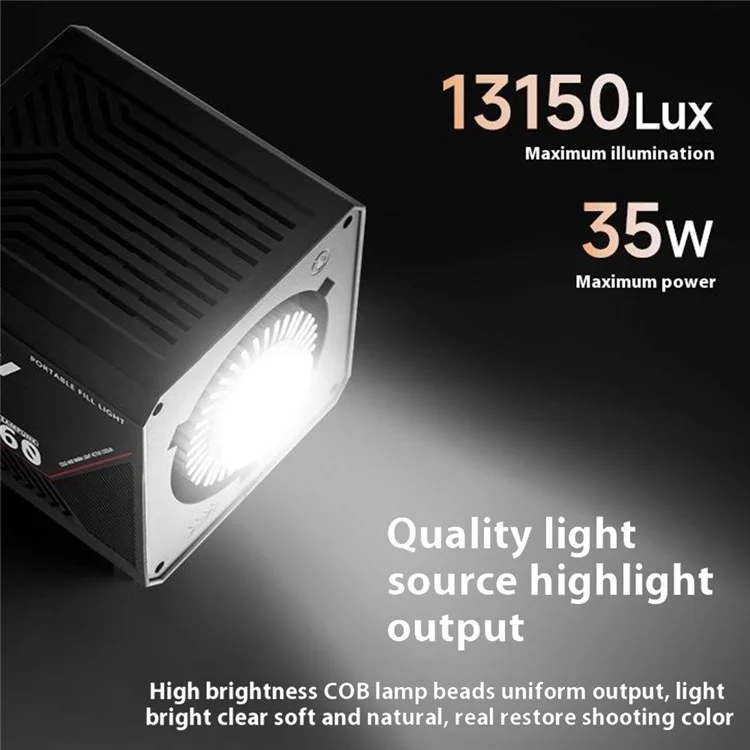 ZGRL60 Luz de Vídeo LED Portátil de Alta Potência para Preenchimento Luz Profissional para Fotografia, Filmagem e Iluminação de Palco