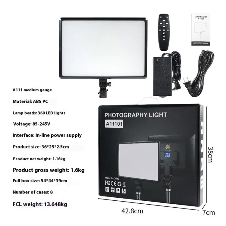 A111 Panneau Lumineux LED pour Photographie et Streaming Vidéo - Prise EU