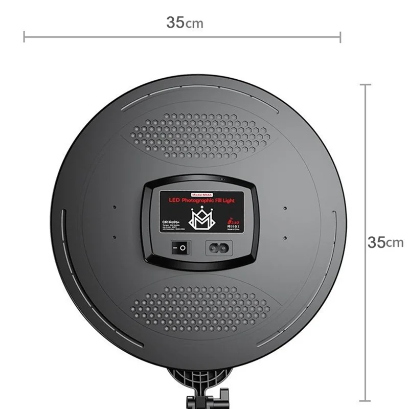 M666 14 Inch Dimmable LED Round Panel Light Jewelry Food Still Life Photography Fill Light - EU Plug