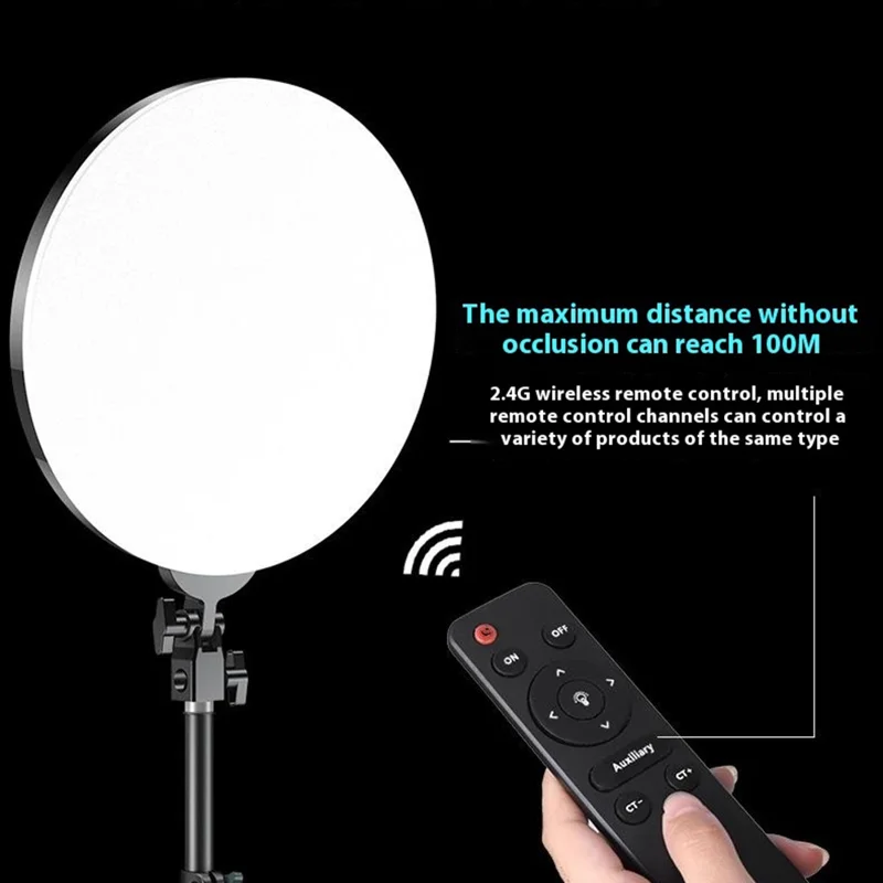 M666 14 Inch Dimmable LED Round Panel Light Jewelry Food Still Life Photography Fill Light - EU Plug
