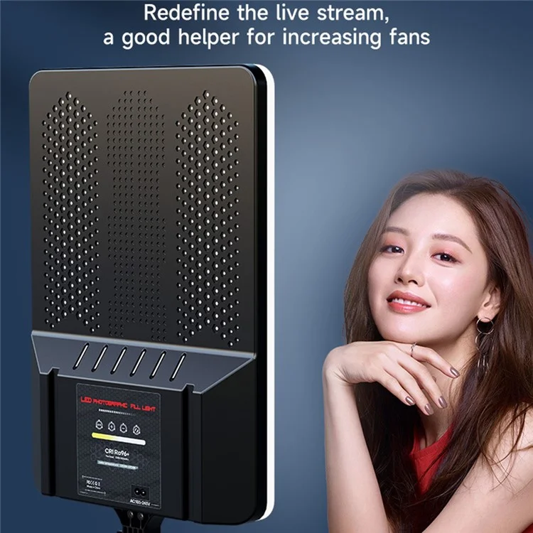 RL-28A 24 Inch Rectangle LED Panel Light Photography Lamp for Live Streaming Studio Product Shooting - EU Plug