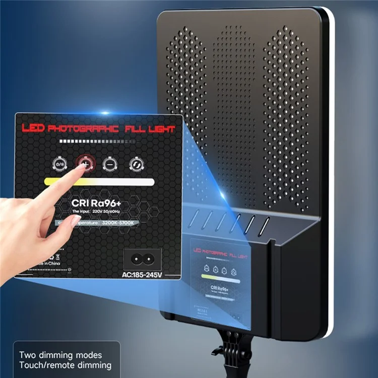 RL-28A 24 Inch Rectangle LED Panel Light Photography Lamp for Live Streaming Studio Product Shooting - EU Plug