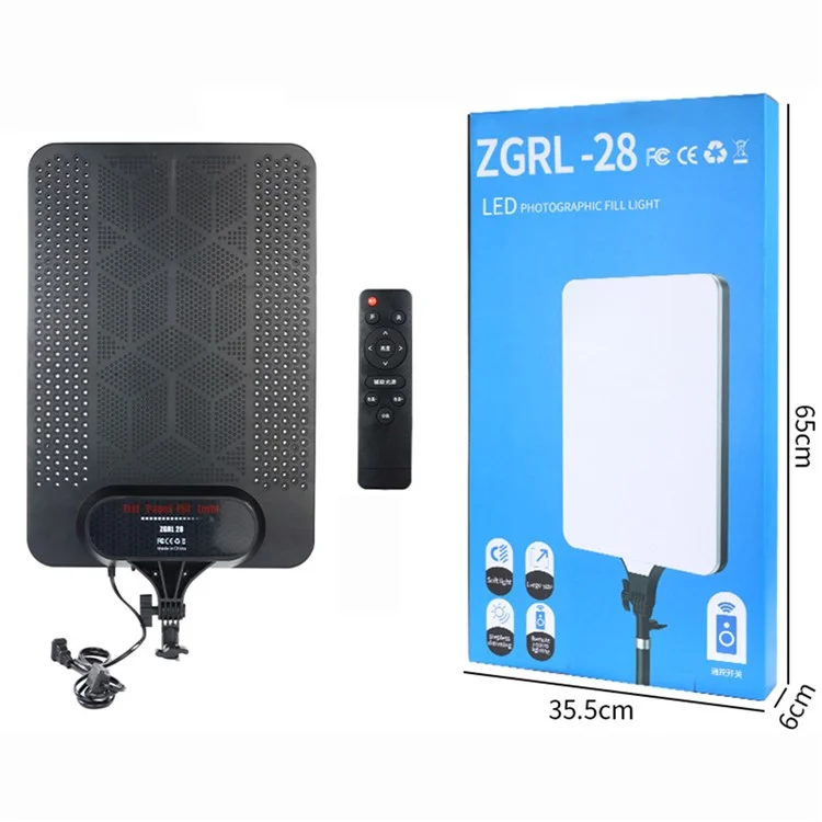 RL-28A 24 Inch Rectangle LED Panel Light Photography Lamp for Live Streaming Studio Product Shooting - EU Plug