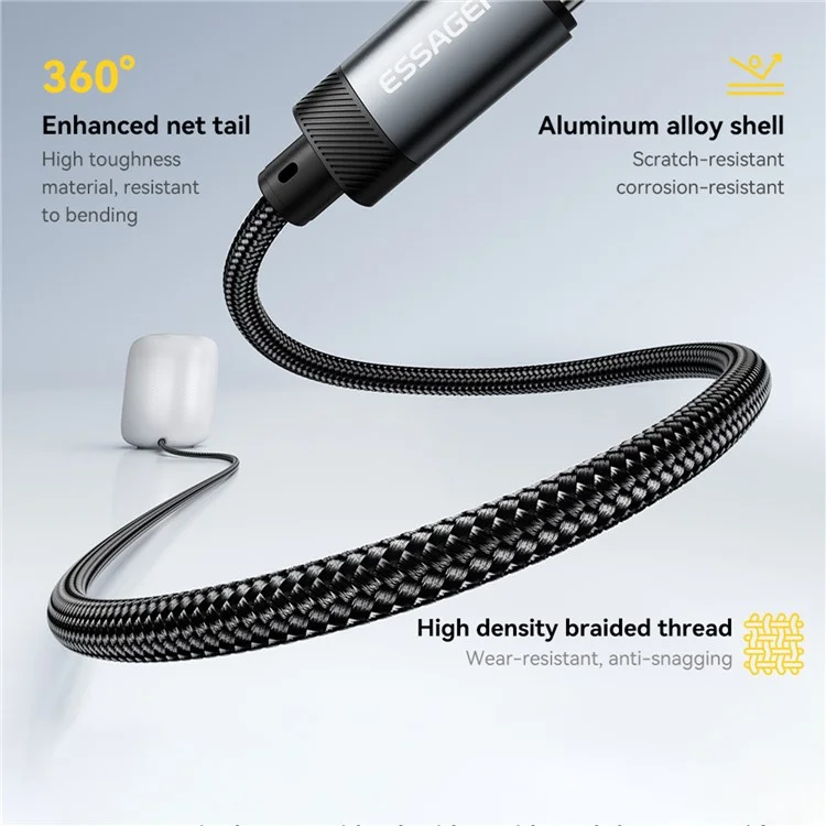 Cable adaptador ESSAGER ES-YP22 USB-A macho a jack de 3,5 mm macho para auriculares de Apple / Android