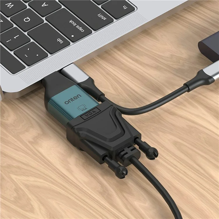ONTEN UC105 Adaptador Tipo-C para VGA Conversor de Resolução 2K 60Hz para Laptop e Celular