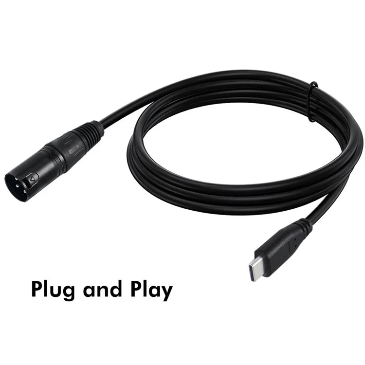 JUNSUNMAY 1m Type-C Male to XLR Male Cable Microphone Audio Adapter for Mobile Phones  /  Tablets  /  Laptops  /  Computers