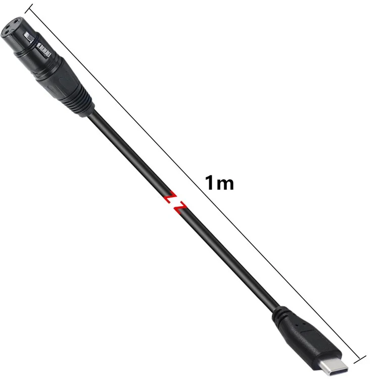 JUNSUNMAY 1m Type-C Male to XLR Male Cable Microphone Audio Adapter for Mobile Phones  /  Tablets  /  Laptops  /  Computers
